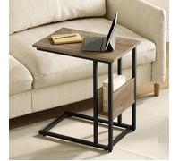 Table d'Appoint en Forme de C - WOLTU Bout de Canapé - Bois et Métal - Chêne Gris W0ATT0923