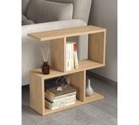 Table d'appoint en forme de S avec 3 compartiments, érable, 60 x 20 x 30 cm