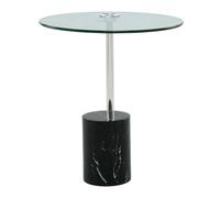 Table d'Appoint en Marbre Rosario 50cm Argent & Noir