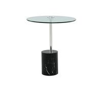 Table d'Appoint en Marbre "Rosario" 50cm Argent & Noir