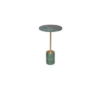 Table d'appoint en marbre vert, ronde, pied en métal doré - Dutchbone, Gunnar - Ø38x65 cm