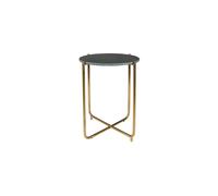 Table d'appoint en marbre vert, structure en laiton, 2 pieds croisés - White Label, Timpa - 45x45x54 cm