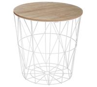 Table d'appoint en MDF et métal blanc - Dim : D.39 5 x H.41 cm