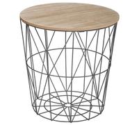 Table d'appoint en MDF et métal, noir - Dim : D.39,5 x H.41 cm