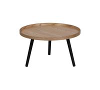 Table d'appoint en MDF et pin beige, pieds noirs, carrée, style scandinave - Woood, Mesa - 60x60x34 cm