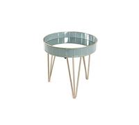Table d'appoint en métal coloris gris-bleu-bronze - H 40 x Ø 41 cm --