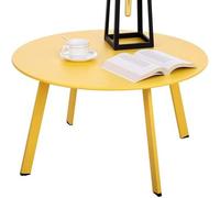 Table d'appoint en métal jaune Ibzoa®, diamètre 70 cm, hauteur 40 cm. Résistante aux intempéries, idéale pour le jardin et le salon. Pied en forme de croix, pieds réglables, capacité de charge de 25 k