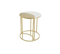 Table d'appoint en métal laqué blanc et doré TOSCANE