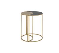 Table d'appoint en métal laqué noir et doré toscane