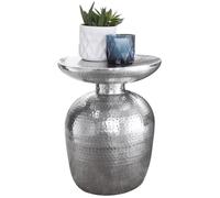Table d'appoint en métal martelé gris FINEBUY - Design oriental - 36,5x46x36,5 cm