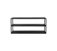 Table d'appoint en métal noir, étagère, avec rangement, style néo-industriel - Pomax, ESSENCE - 30x90x40 cm