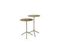 Table d'appoint en métal or, plateau en laiton, 3 pieds, lot de 2, ronde - Pomax, Jive - Ø36x57 cm