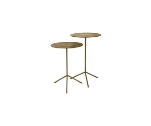 Table d'appoint en métal or, plateau en laiton, 3 pieds, lot de 2, ronde - Pomax, Jive - Ø36x57 cm