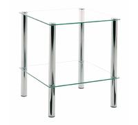 HAKU Table d'appoint carrée métal chromé plateau verre trempé L39×H47×P39 cm Style moderne