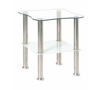 HAKU Table d'appoint Henia – Verre trempé, acier inox, L40×H47×P40 cm, blanc