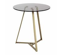 HAKU Table d'appoint Ronde, métal Gris doré, Table Basse avec Verre trempé 8 mm - Dimensions : H 50 x Ø 45 cm Style : Art déco
