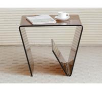 Table d'appoint en verre trempé courbé - Brun - ZENIA