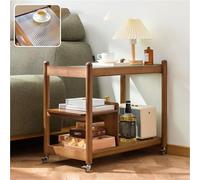 Table d'appoint étroite à 2 étages en bambou, table de chevet fine et table basse, table d'appoint polyvalente en bois avec rangement pour salon et chambre à coucher
