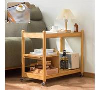 Table d'appoint étroite à 2 étages en bambou, table de chevet fine et table basse, table d'appoint polyvalente en bois avec rangement pour salon et chambre à coucher