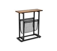table d'appoint étroite de style industriel, avec porte-revues en maille et patins réglables, pour salon, chambre