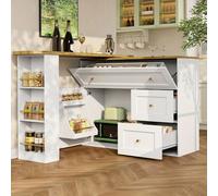Table d'appoint extensible pour bar, avec étagères de rangement et porte-snacks - table haute multifonctionnelle moderne