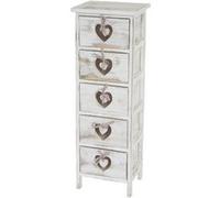 Mendler Commode/Table d'appoint Forli/Armoire, 5 tiroirs, 86x29x25cm, Shabby, Vintage, Blanc