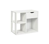 Table d'Appoint GIANTEX à 3 Niveaux, Blanc, Bout de Canapé avec Etagère de Rangement, Style Industriel, pour Chambre, Salon