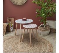 Table D'Appoint Gigogne - HOME DECO FACTORY - Motifs Azulejos - Rouge et Blanc