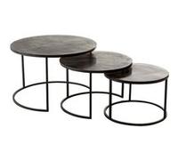Table d'appoint gigogne métal noir Lilith L 75 cm - Lot de 3 Noir G