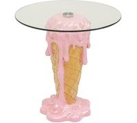KARE Table d'appoint Design crème glacée, 48 cm de diamètre, Moderne, Verre de sécurité, idée Cadeau, Table d'appoint de canapé, Table de Chevet Ronde, décoration de Chambre, décoration d'intérieur