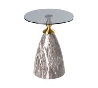 Table d'Appoint Glamour en Métal Ronde Table Basse Effet Marbre Noir Cady