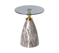 Table d'Appoint Glamour en Métal Ronde Table Basse Effet Marbre Noir Cady