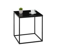 Table d'appoint HILAR table basse de salon table à café bout de canapé design retro vintage industriel, plateau carré en métal noir Noir G