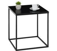 Table d'appoint HILAR table basse de salon table à café bout de canapé design retro vintage industriel, plateau carré en métal noir Noir G