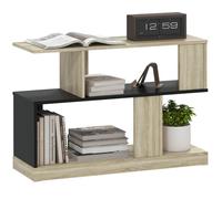 Table d'appoint - HOMCOM - en forme S - à 3 niveaux avec étagères de rangement - 90 x 30 x 61 cm - effet bois naturel noir