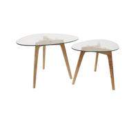 Table d'appoint - HOME DECO FACTORY - Gigogne - Verre Trempé - Transparent et Beige