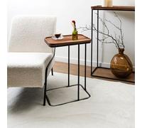 HOME DECO FACTORY Table d'appoint HD0403 Bout de canapé Acacia 40x55x30 cm Marron/Noir