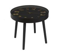 HOME DECO FACTORY – Table basse HD0073 horloge silencieuse verre trempé 50x50x41,5 cm Marron/Noir