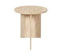 Table D'Appoint - HOME DECO FACTORY - Pietra - Minimaliste - Effet Pierre - Blanc et Beige