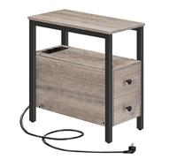 Table d'Appoint - HOOBRO - Table de Chevet - 2 Tiroirs - Ports USB - Prises de Courant