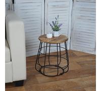 Table d'appoint HWC-A80, table de nuit, design industriel, bois véritable, Ø35cm Multicolore