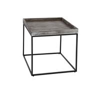 Table D'appoint Hwc-K71, Table Basse Table, Certifiée Mvg Bois De Paulownia Métal 60x60x60cm Gris Foncé Gris