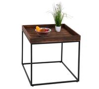 Table D'appoint Hwc-K71, Table Basse Table, Certifiée Mvg Bois De Paulownia Métal 60x60x60cm Brun Foncé Marron