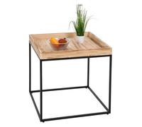 Table D'appoint Hwc-K71, Table Basse Table, Certifiée Mvg Bois De Paulownia Métal 60x60x60cm Couleur Naturelle Marron