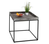 Table D'appoint Hwc-K71, Table Basse Table, Certifiée Mvg Bois De Paulownia Métal 60x60x60cm Gris Foncé Gris