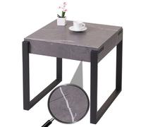 Table D'appoint Hwc-L53, Table Basse Table De Chevet Table De Salon, Métal 51x50x54cm Aspect Marbre Gris Gris