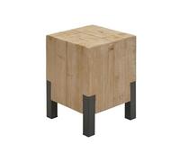 Table d'appoint HWC-L76b Industrial métal bois massif 46x32x32cm nature