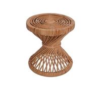 Mendler Table d'appoint HWC-M31 Ronde 43x38x38cm rotin kubu Naturel