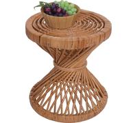 Mendler Table d'appoint HWC-M31 ronde 43x38x38 cm rotin kubu naturel
