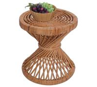 Table D'appoint Hwc-M31, Table De Fleurs En Rotin Table Basse, Ronde 43x38x38cm, Rotin Kubu Naturel Marron
